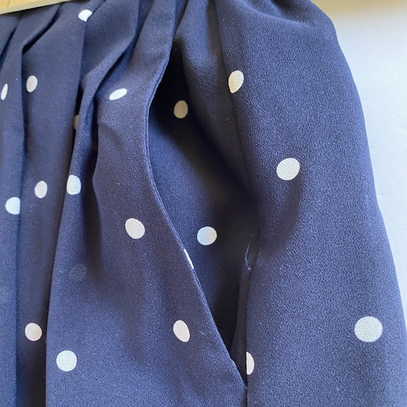 J.Crew Women's Pleated Midi Skirt in Polka Dot Navy Blue Size 4 - Picture 5 of 10